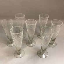 Load image into Gallery viewer, Set of 7 Clear Crackle Champagne Flutes Glasses
