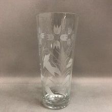 Load image into Gallery viewer, Vintage Tall Clear Glass Vase with Etched Flowers &amp; Leaves (11&quot;)
