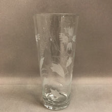 Load image into Gallery viewer, Vintage Tall Clear Glass Vase with Etched Flowers &amp; Leaves (11&quot;)
