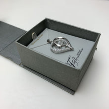 Load image into Gallery viewer, Firefly by Brilliance Sterling Dancing Simulated Diamonds Heart Pendant on 18" Chain
