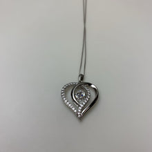 Load image into Gallery viewer, Firefly by Brilliance Sterling Dancing Simulated Diamonds Heart Pendant on 18" Chain

