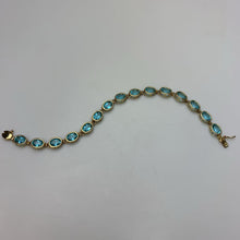 Load image into Gallery viewer, 14K Gold Oval Aqua Crystal 6.5" Tennis Bracelet (6.4g)
