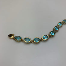 Load image into Gallery viewer, 14K Gold Oval Aqua Crystal 6.5" Tennis Bracelet (6.4g)
