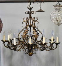 Load image into Gallery viewer, Wrought Metal Scrollwork Italian 12-Light Chandelier (~30x36x36)
