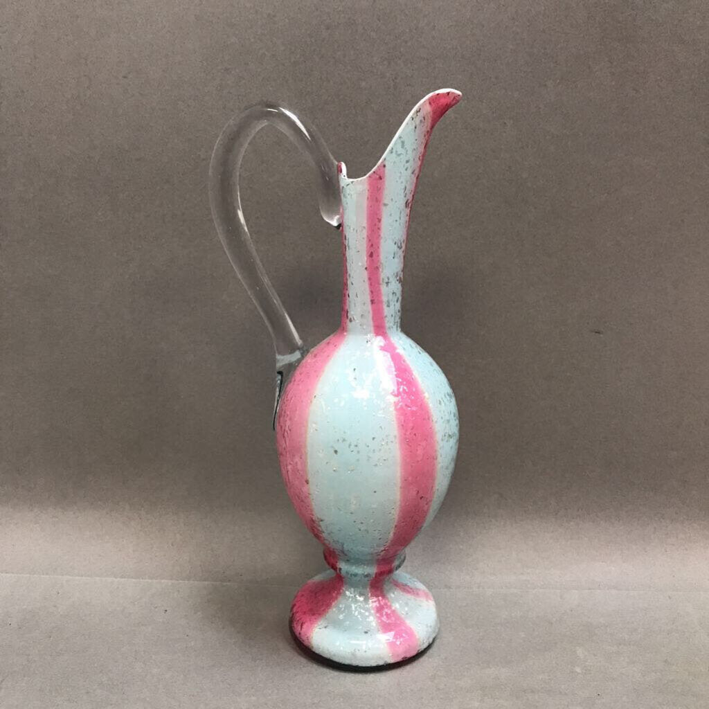 Blue & Pink Glass Ewer (9.5
