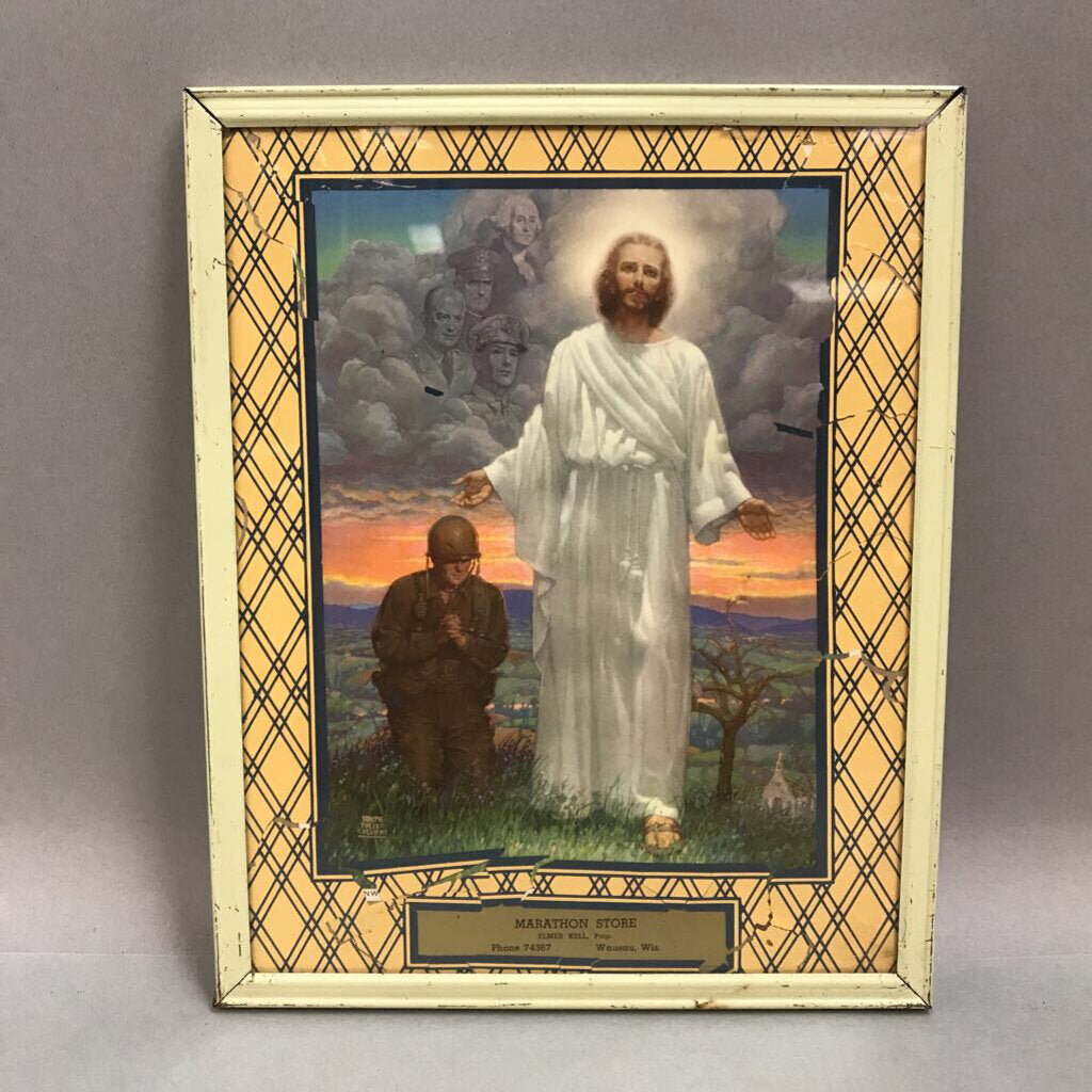 Ralph Pallen Coleman Framed Advertising Picture - Onward Christian Soldier, Marathon Store, Wausau, Wisconsin (10x8)
