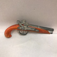 Load image into Gallery viewer, Antique Hubley Flintlock Double Barrel Cap Gun Toy With Bakelite Handle (10&quot;)
