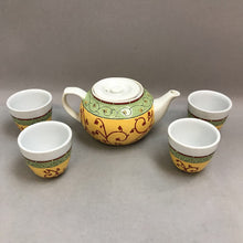 Load image into Gallery viewer, Vintage Pier 1 Tea Set; Teapot (4&quot;) w/ 4 Cups (2.75&quot;)
