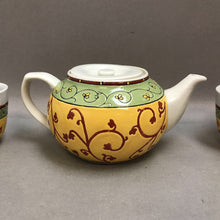 Load image into Gallery viewer, Vintage Pier 1 Tea Set; Teapot (4&quot;) w/ 4 Cups (2.75&quot;)
