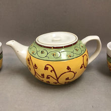 Load image into Gallery viewer, Vintage Pier 1 Tea Set; Teapot (4&quot;) w/ 4 Cups (2.75&quot;)
