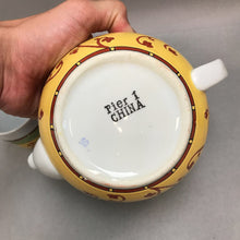 Load image into Gallery viewer, Vintage Pier 1 Tea Set; Teapot (4&quot;) w/ 4 Cups (2.75&quot;)
