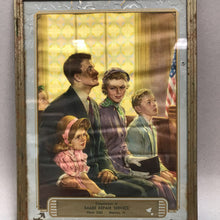 Load image into Gallery viewer, Harold Anderson Framed Advertising Picture - Family at Church; Raabe Repair Service, Manlius, IL (~8x6)Wisconsin (10x8)
