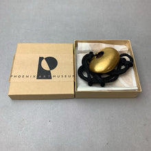 Load image into Gallery viewer, Phoenix Art Museum Goldtone 3&quot; Modern Art Pendant on Black Cord Necklace (30&quot; Adjustable)
