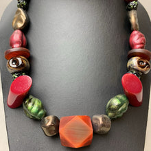 Load image into Gallery viewer, Therera Goodall Vintage Mixed Media Resin Ceramic Glass Bead Necklace (18")
