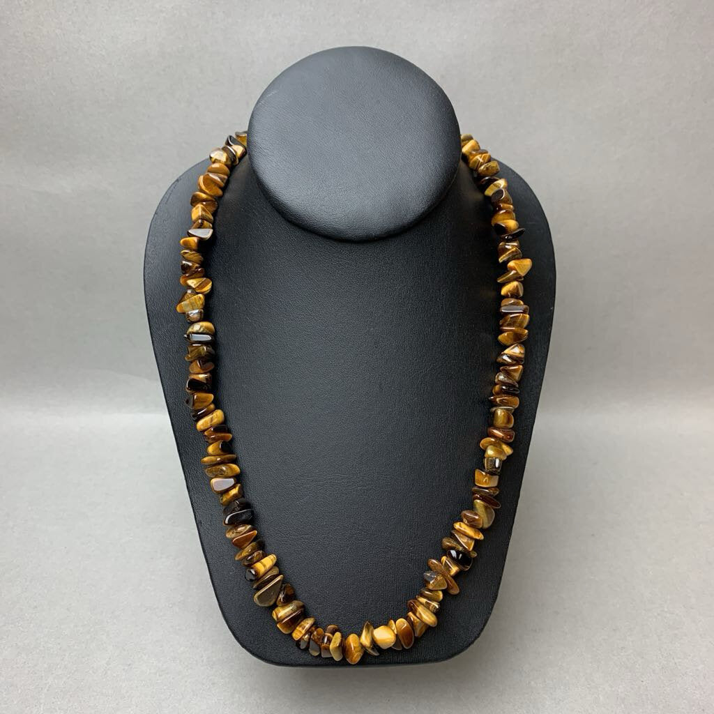 Tiger's Eye Chip Beaded Necklace w/ Barrel Clasp (24