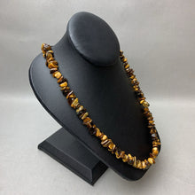 Load image into Gallery viewer, Tiger&#39;s Eye Chip Beaded Necklace w/ Barrel Clasp (24&quot;)
