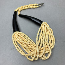 Load image into Gallery viewer, Vintage Horn &amp; Carved Bone Layered Bead Necklace (25")
