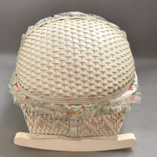 Load image into Gallery viewer, Vintage Wooden &amp; Vinyl Cradle Baby Doll Bed Rocker w/Liner (13x17x12)
