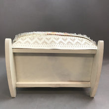 Load image into Gallery viewer, Vintage Wooden &amp; Vinyl Cradle Baby Doll Bed Rocker w/Liner (13x17x12)
