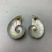 Load image into Gallery viewer, Sterling Tipped Nautilus Shell 1.75&quot; Stud Earrings (As-Is)
