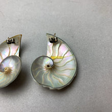 Load image into Gallery viewer, Sterling Tipped Nautilus Shell 1.75&quot; Stud Earrings (As-Is)
