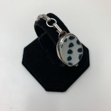 Load image into Gallery viewer, Vintage Artisan Recyled Ceramic Sterling Bezel Chain Bracelet Signed (7.5&quot;)
