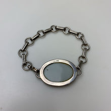 Load image into Gallery viewer, Vintage Artisan Recyled Ceramic Sterling Bezel Chain Bracelet Signed (7.5")
