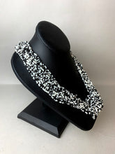 Load image into Gallery viewer, Vintage Black &amp; White Seed Beaded Layered Knot Necklace (27&quot;)
