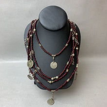 Load image into Gallery viewer, Vintage Guatemalan Real Coin Beaded Layered Necklace (34&quot;)
