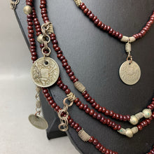 Load image into Gallery viewer, Vintage Guatemalan Real Coin Beaded Layered Necklace (34&quot;)
