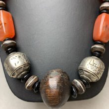 Load image into Gallery viewer, Vintage Berber Moroccan Silver Carnelian Disk Bead Necklace (24")
