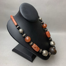 Load image into Gallery viewer, Vintage Berber Moroccan Silver Carnelian Disk Bead Necklace (24")
