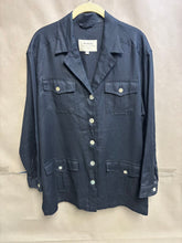 Load image into Gallery viewer, H&amp;M Women&#39;s Collection Navy Linen Blouse Size 44
