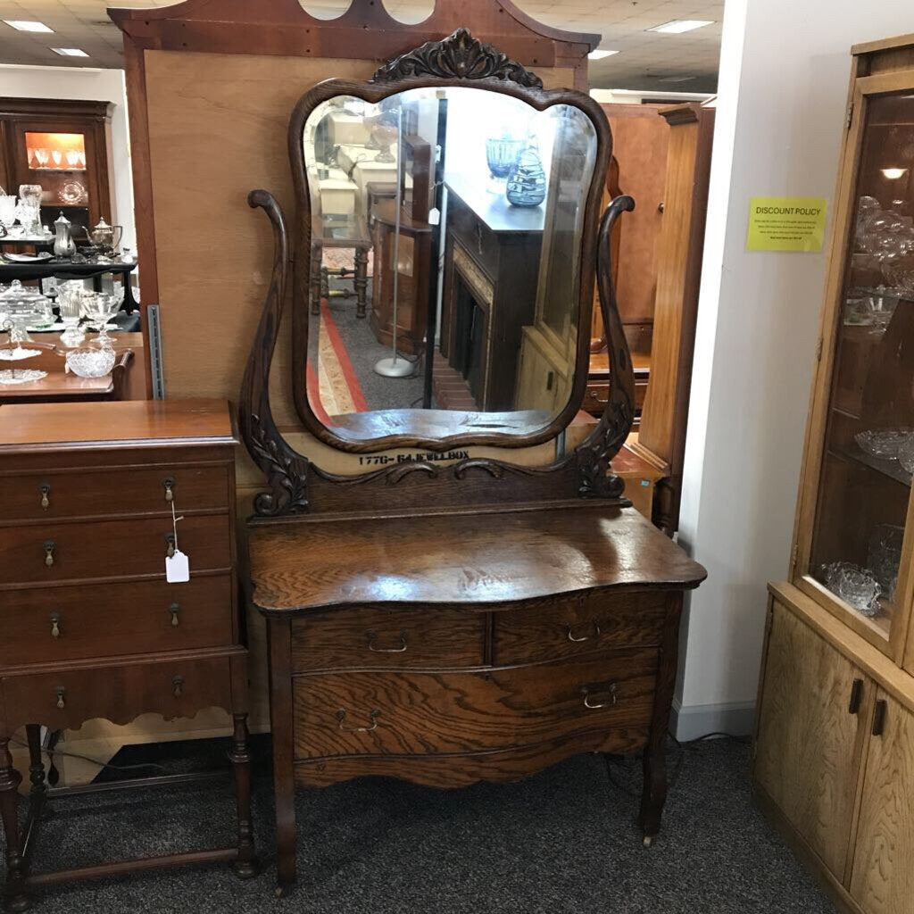 Antique 3 Drawer Dresser w/Mirror AS IS (76x40x23)