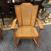 Load image into Gallery viewer, Oak Barley Twist Rattan Rocking Chair (36x25x29)
