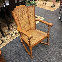 Load image into Gallery viewer, Oak Barley Twist Rattan Rocking Chair (36x25x29)
