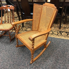 Load image into Gallery viewer, Oak Barley Twist Rattan Rocking Chair (36x25x29)
