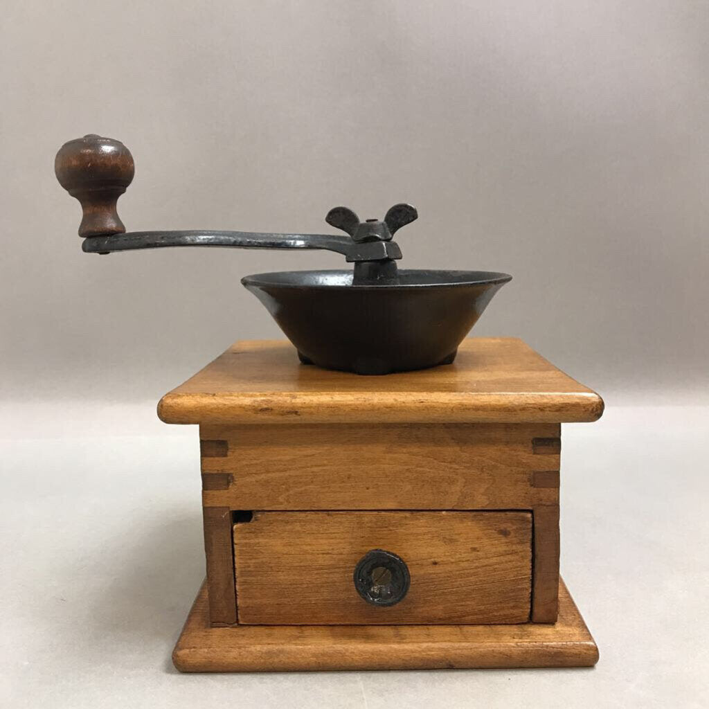 Vintage Wooden Coffee Cast Iron Grinder (6in)