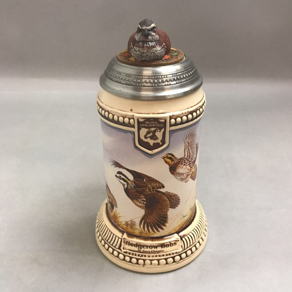 Beer Stein Quail Unlimited Hedgerow Bobs by Dave Chapple (9in)