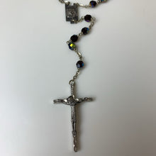 Load image into Gallery viewer, Vintage Pope Paulus VI Pont Max Rosary Case w/ Black Aurora Borealis Crystal Rosary
