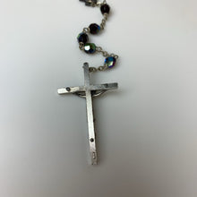 Load image into Gallery viewer, Vintage Pope Paulus VI Pont Max Rosary Case w/ Black Aurora Borealis Crystal Rosary
