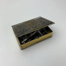Load image into Gallery viewer, Vintage Pope Paulus VI Pont Max Rosary Case w/ Black Aurora Borealis Crystal Rosary
