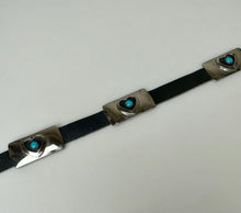Load image into Gallery viewer, Vintage Nickel Silver Turquoise Heart Shadowbox Concho Belt Signed BC (33&quot;)
