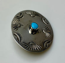 Load image into Gallery viewer, Vintage Sterling Turquoise Concho Brooch Pin (1.75&quot;)
