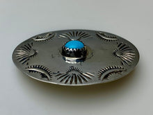 Load image into Gallery viewer, Vintage Sterling Turquoise Concho Brooch Pin (1.75&quot;)
