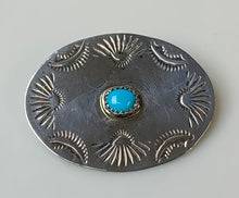 Load image into Gallery viewer, Vintage Sterling Turquoise Concho Brooch Pin (1.75&quot;)
