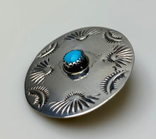Load image into Gallery viewer, Vintage Sterling Turquoise Concho Brooch Pin (1.75&quot;)
