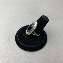 Load image into Gallery viewer, Vintage Sterling Onyx Concho Ring Signed sz 5.5
