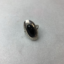 Load image into Gallery viewer, Vintage Sterling Onyx Concho Ring Signed sz 5.5
