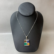 Load image into Gallery viewer, Vintage Sterling Tigers Eye Sodalite Jasper Inlay Pendant Made in Mexico on 17&quot; Chain
